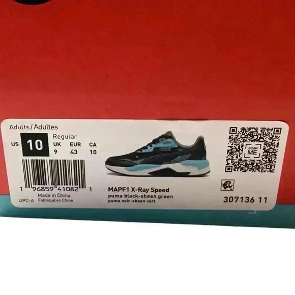 Puma Sneakers Shoes Men 10 Black Green X Ray Speed Mercedes AMG Petronas F1 - Picture 8 of 8